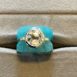 Unique Blue Stone Sterling Silver Women's Ring